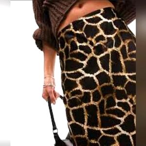 ETCETERA WOMEN'S FAUX FUR ANIMAL PRINT SKIRT SIZE 10